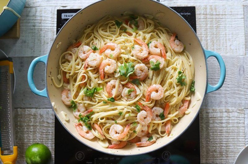 Pasta con Camarones al Limón y Cilantro